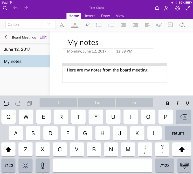 Writing Notes in OneNote on an iPad